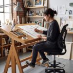 lumbar ergonomic drafting stool