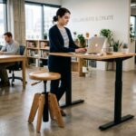 height adjustable natural desk stools
